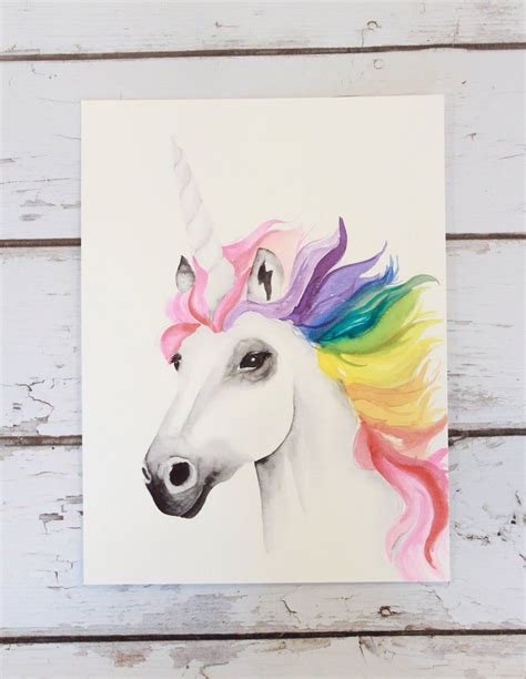 Peinture Aquarelle Originale De La Licorne Arc En Ciel Etsy Painting