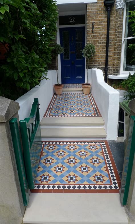 Victorian Multi Coloured Mosaic Garden Tile Path In Greenwich London