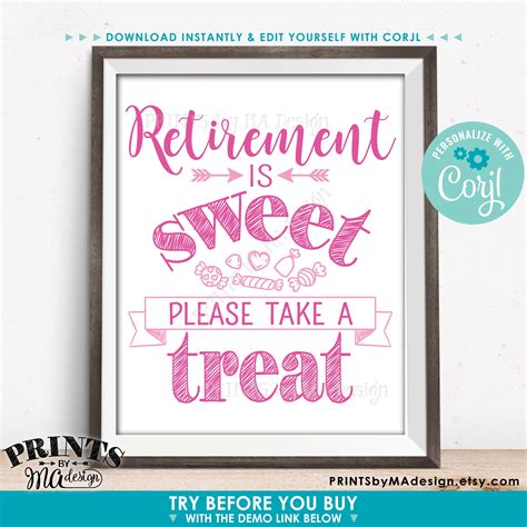 Retirement Party Sign Retirement Is Sweet Please Take A Treat Candy