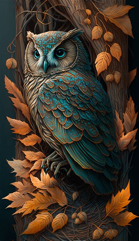 Owl Wallpaper Painting Wallpaper Digital Wallpaper Art Painting