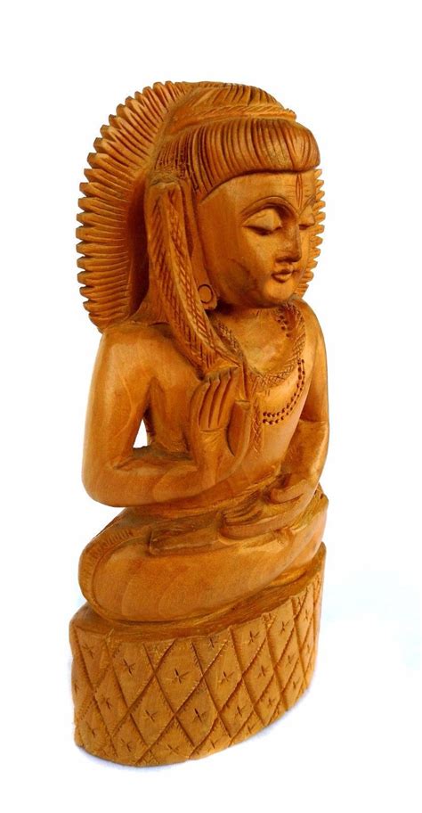 Wooden Hand Carved Figurine Wooden Shiva Handmade Lord Shiva Handicraft Statues And Figures