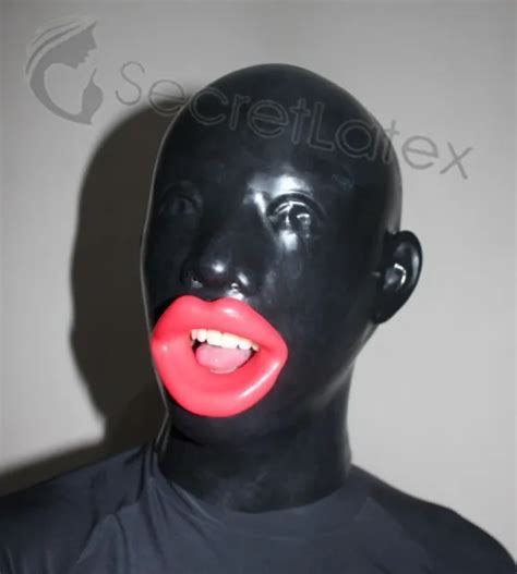 Black Latex Rubber Hood Fetish Bondage Gimp Woman Mouth Gag Oral Toy Female Mask £6990