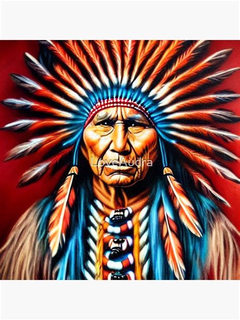 Native American Indian Chief Colorful Graphic Native American