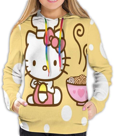 Cartoon Cute Hello Kitty Womens Hoodies 3d Print Pullover Tops