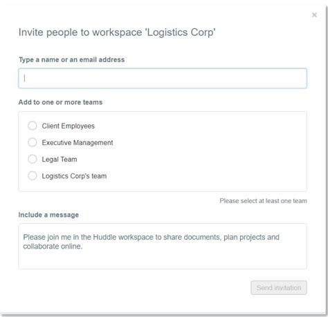 Step Inviting Users To A Workspace Ideagen Huddle Help