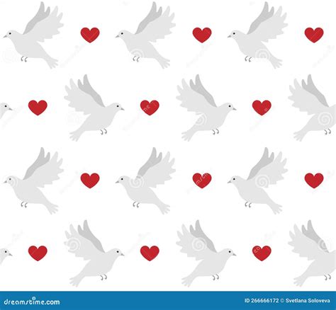 Vector Seamless Pattern Of Pair Of Love Doves Stock Vector
