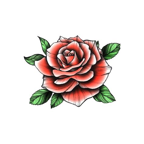 Red Vintage Rose Realistic Temporary Tattoo Tattooicon