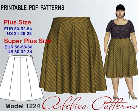 Plus Size Gored Skirt Sewing Pattern Sizes 24 34 Craftsy Skirt