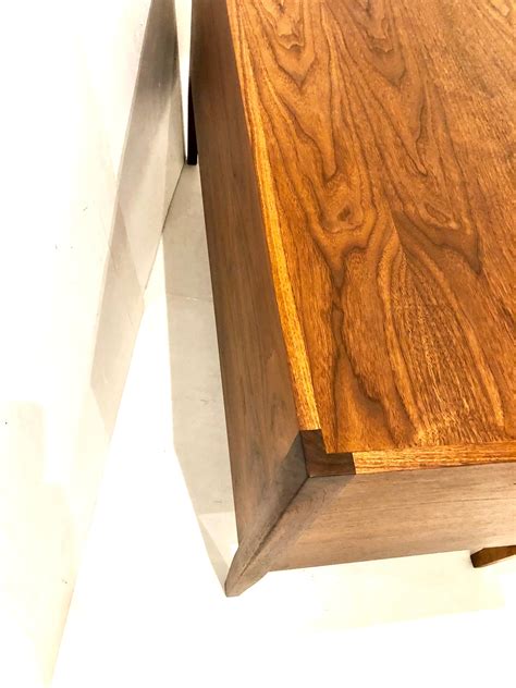 American Mid Century Modern Small Walnut Desk With Chrome Ball Handles