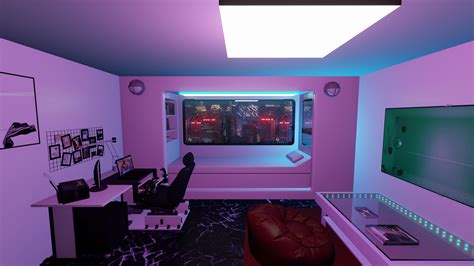 Neon Lights Bedroom Design 3d Cgtrader