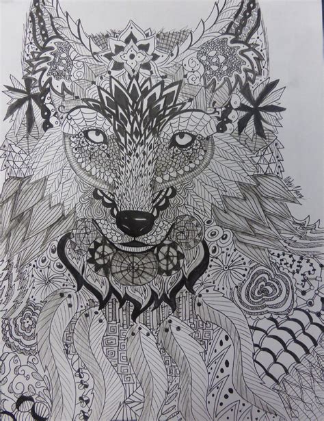 Zentangle Wolf By Abby Young Zentangle Art Zentangle Animals Art