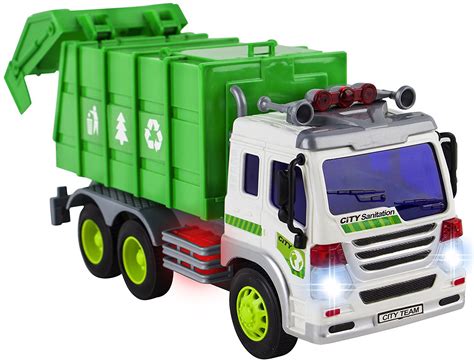 Friction Powered Garbage Truck Toy Vehicle With Lights And Sounds