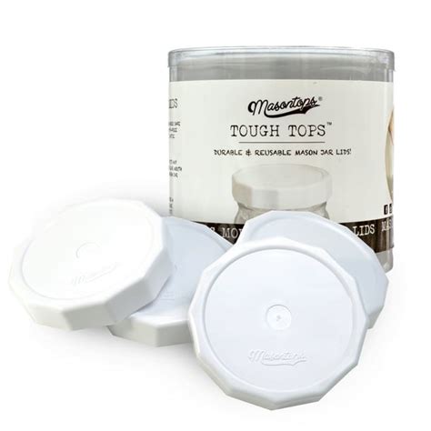masontops tough tops wide mouth mason jar lid white bpa free plastic screw caps reusable