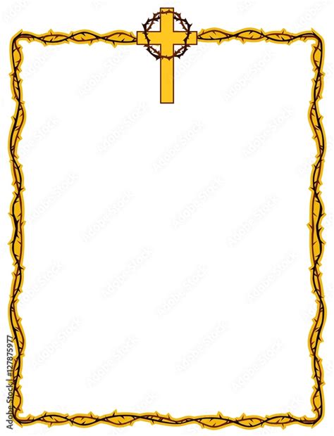 Christian Frame Design With Cross And Crown Of Thorns Stock Vector