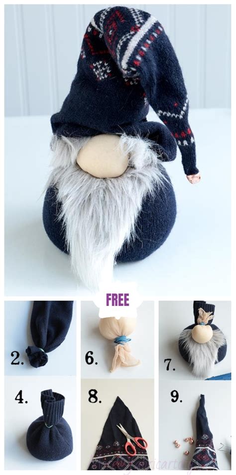 DIY Christmas Sock Gnome Doll Sew Pattern Tutorial Diy Socks Easy