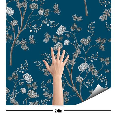 Blue Flower Peel And Stick Removable Wallpaper 3714 Etsy