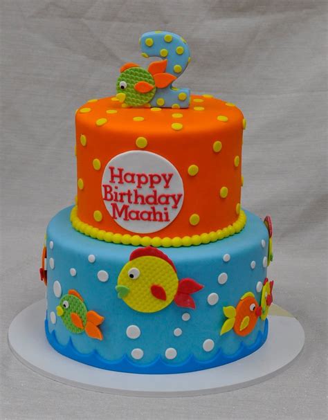 Fish Birthday Cake Handmade Fondant Fishes For A 2nd Birth Jenny