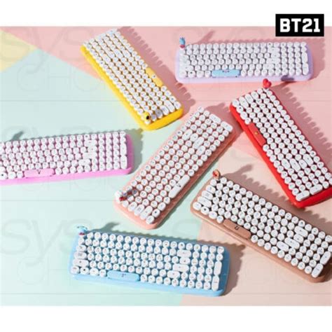 Bts Bt21 Official Authentic Goods Wireless Retro Keyboard Tracking