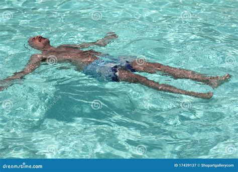 Man Floating In The Swimming Pool Stock Image Image Of Fresh Water