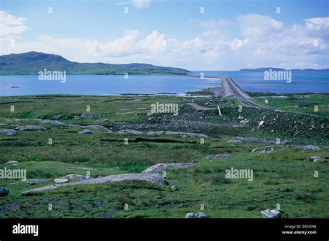 Outer Hebrides Causeway Raised Road Crossing To Eriskay Islands In Sea