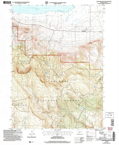 Usgs Topo Map Oregon Slide Mountain 281550 2004 24000 Posters By