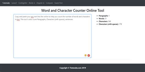 Word and Character Counter Online Tool | Tutsmake.com
