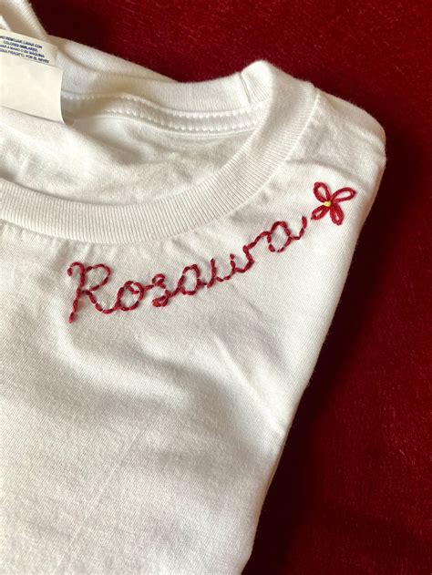 Hand Embroidered Shirt Custom Name Collar Shirt Stitched T Etsy