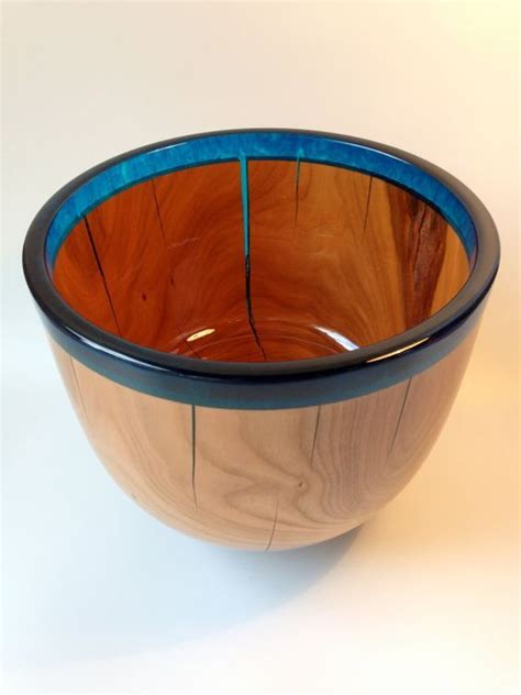 Cherry Wood Bowl With Blue Resin Wood Bowls Wood Turning Projects
