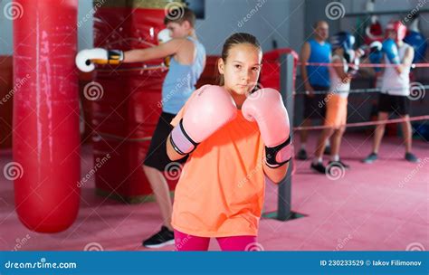Portrait Of Teenage Girl Boxer In Boxing Hall Stock Image Image Of