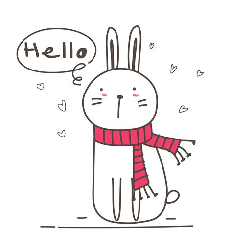 Cute Bunny With Say Hello For Your Design Vector Illustration