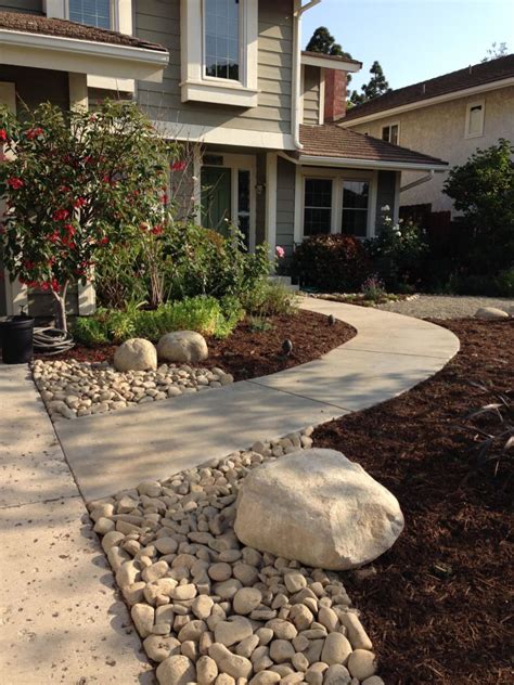 Excited Front Yard Landscaping Ideas with White Rocks - Decor Renewal