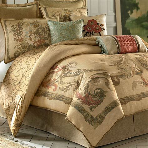 Croscill Normandy 4 Pc Queen Comforter Set W Pillow Shams And Bedskirt Tan New Croscill