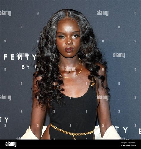 Model Duckie Thot Appears At The Launch Of Beauty Brand Fenty Beauty By Rihanna At Duggal