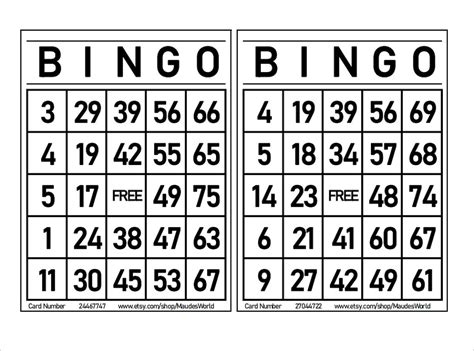 1200 Printable Bingo Cards 2 Per Page Large Activities For Etsy