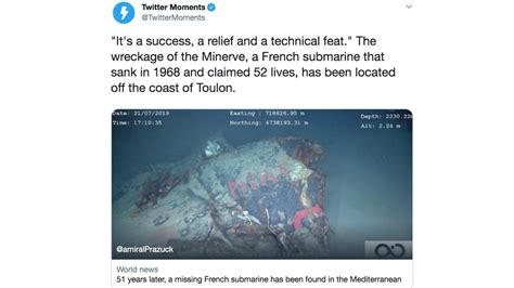 missing french submarine minerve found after nearly 50 years