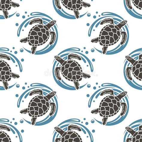 Seamless Pattern With Turtles Stock Vector Illustration Of Icon