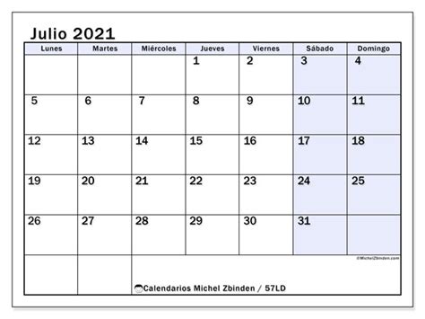 Calendario Vacio 2021 Calendario Jul 2021