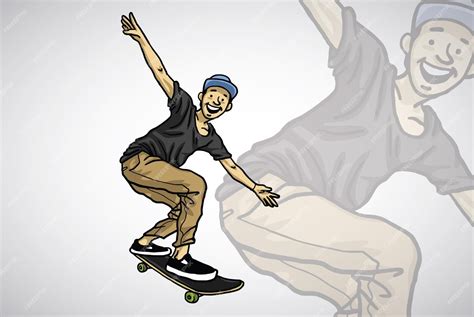 Skater Skater Diversión Dibujos Animados Doodle Dibujo Vector