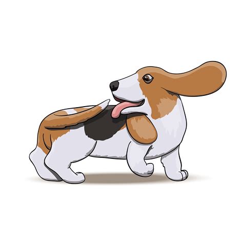 Basset Hound Chasing His Tail Cartoon Dog Illustration Dog