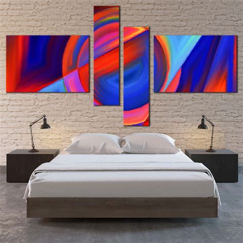 Abstract Composition Canvas Wall Art Blue Red Circular Shapes Canvas