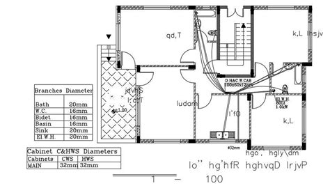 Kitchen And Toilet Layout Of 15x11 Meter 2 Bhk House Plan Dwg File