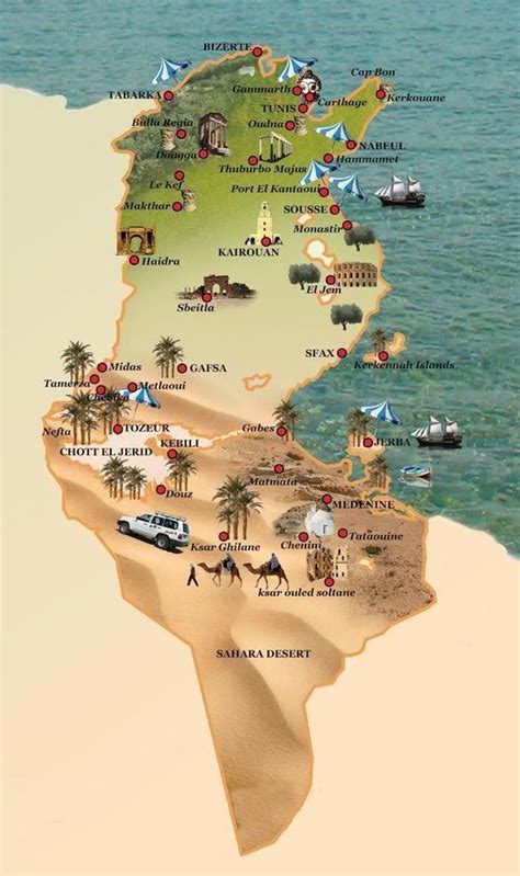 Carte De La Tunisie Tunisia Africa Travel Tunisia Map