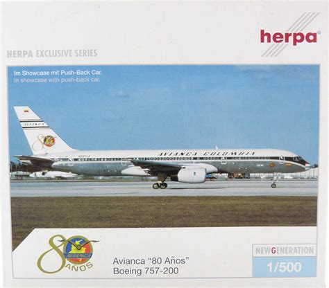 Boeing 757 200 Avianca Colombia 80 Anos N321lf Herpa 510103 1500