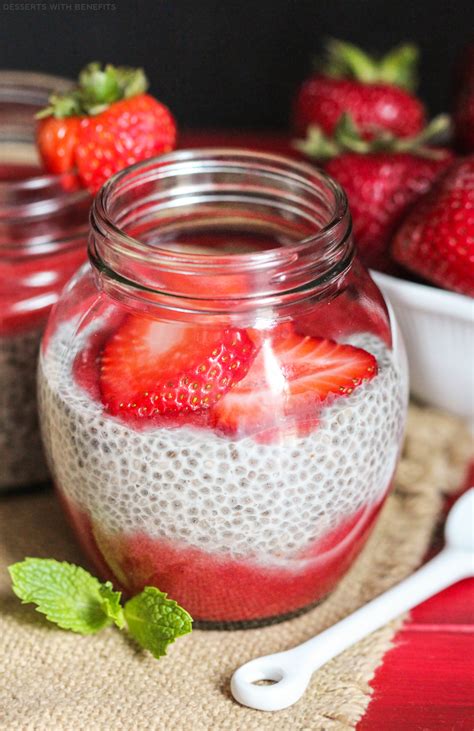 Healthy Strawberry Vanilla Chia Seed Pudding Vegan Sugar Free