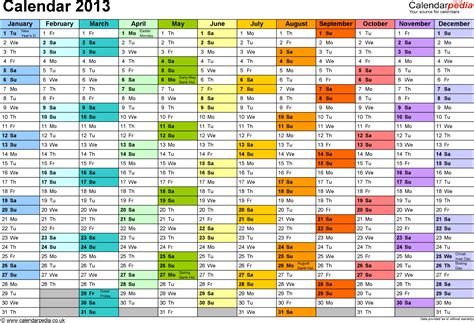 Calendar 2013 Uk As Word Templates In 12 Different Versions