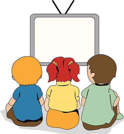 Drawing Of A Girl Watching Tv Clip Art Vector Images And Illustrations