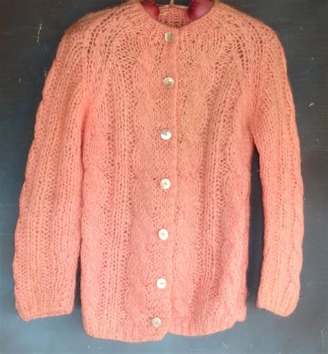 Vintage Sweater Pink Mohair Cardigan Fall By Dizhasneatstuff