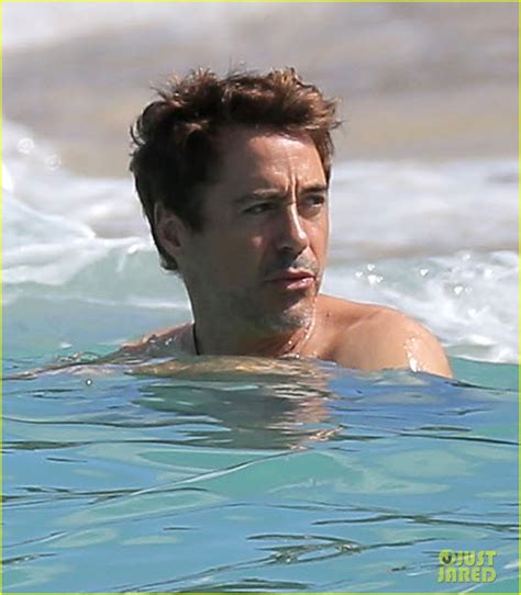 Full Sized Photo Of Robert Downey Jr Swims Shirtless Plays With Exton In St Barts Photo