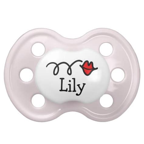 Kiss Red Lips Pacifier For Baby Name Lily Zazzle Lily Baby Names