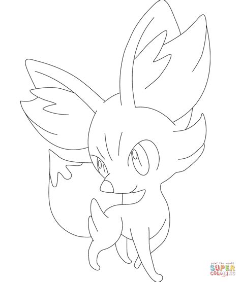 Draw outline for ears , arms, hands, legs, feet & tail. Fennekin coloring page | Free Printable Coloring Pages